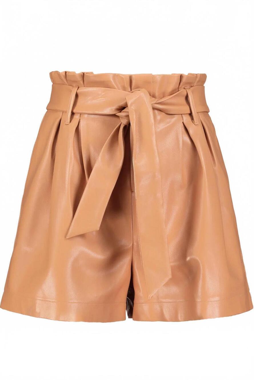 NEW BISHOP + YOUNG women's vegan leather tie shorts in sundown